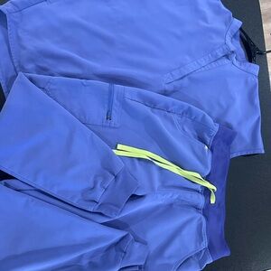 Women’s periwinkle scrub set with Green Accents